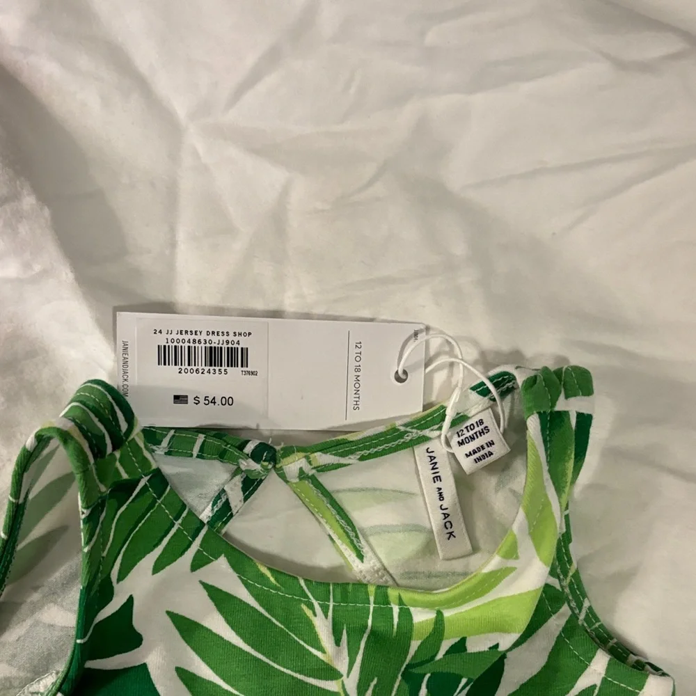 Janie and Jack Tropical Green Kids Dress - Picture 2 of 3